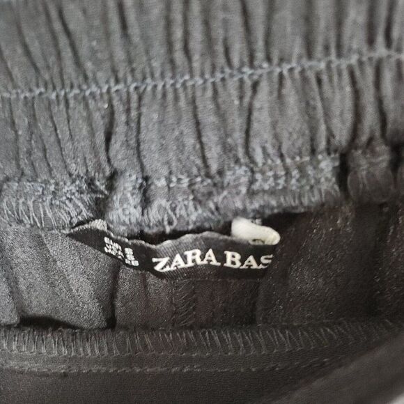 Zara High Waisted Mini Skort Black Viscose Tie Waist Size Small - Picture 3 of 3